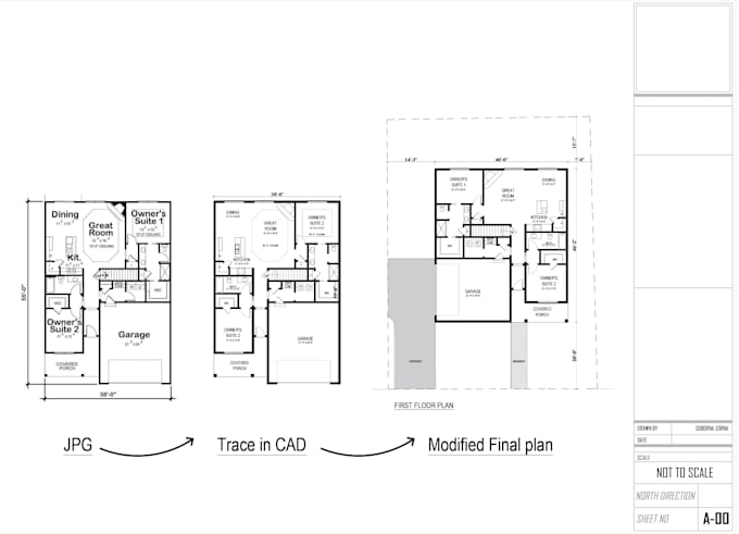 Redraw architectural 2d floor plan in autocad by Sorna06 | Fiverr