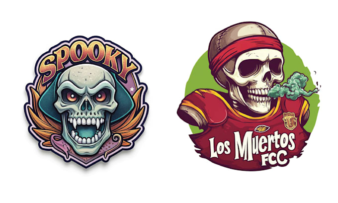make colorful mascot skull mushroom logo for your