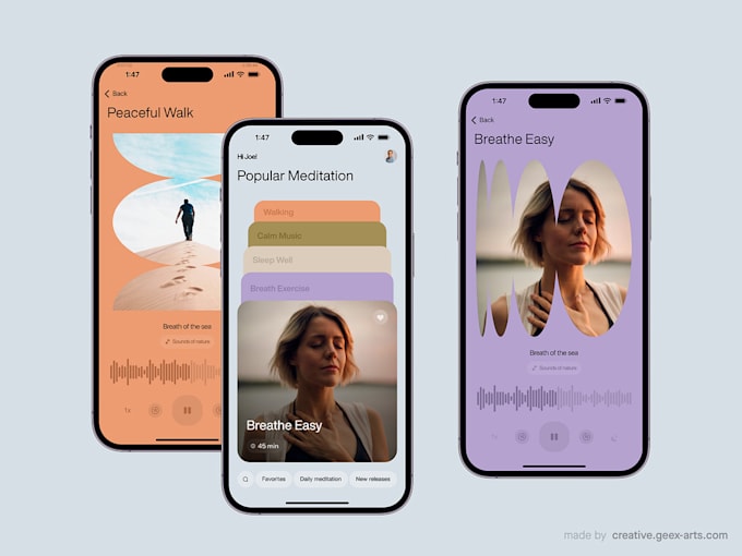 develop android app relaxation clone meditation music app, yoga app, ios