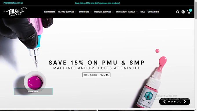 design tattoo supply website body art shopify store permanent tatoo art website