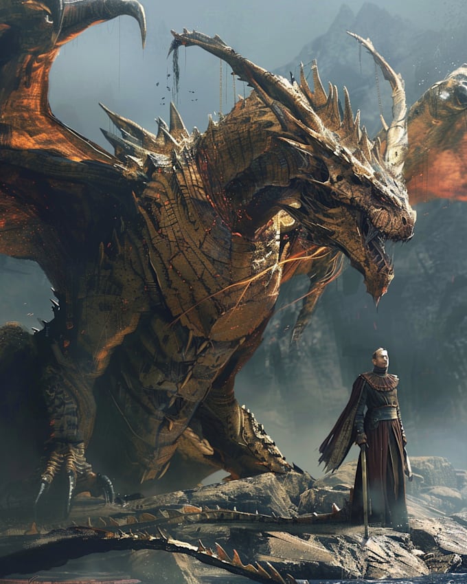 design concept art for characters, dragons and monsters