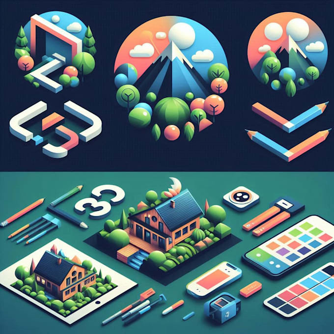 design 2d,3d brand identity logo with free vector file