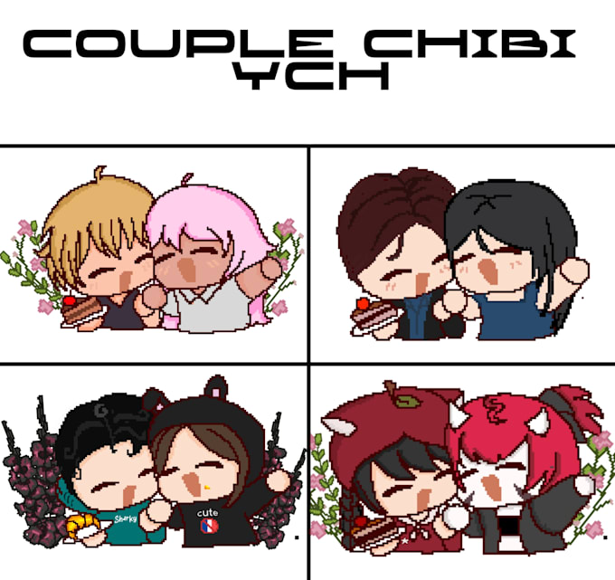 draw you customized chibi couple ych of your ocs or real pic
