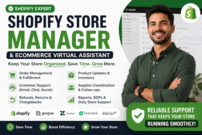 be your shopify store manager and ecommerce virtual assistant