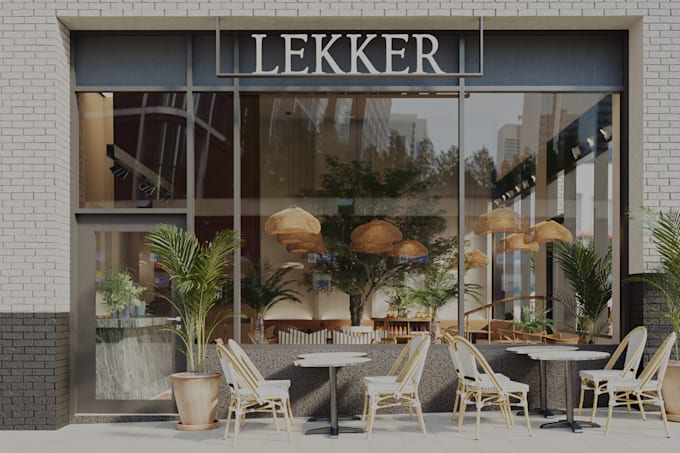 design and rendering for coffee shop, fast food, restaurant
