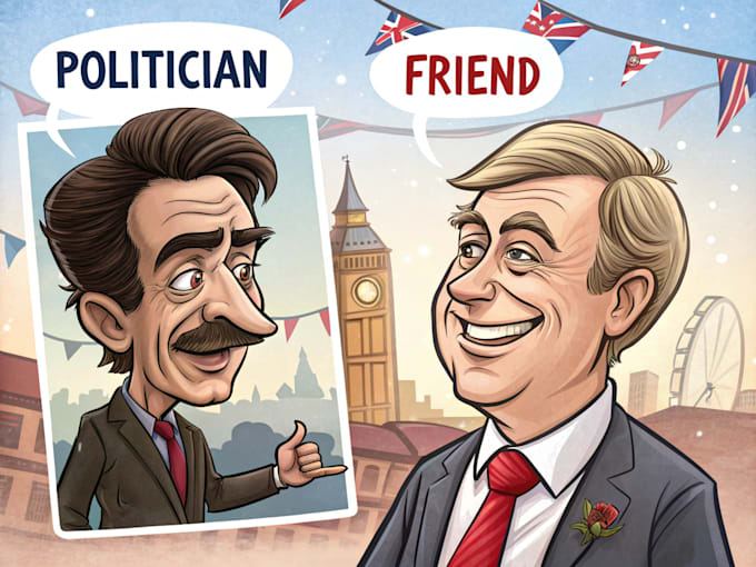 draw a political character logo and friendship portrait