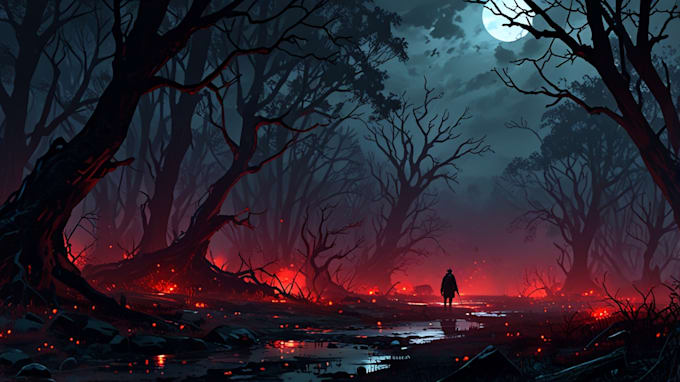 do mystical horror dark environment concept art or landscape