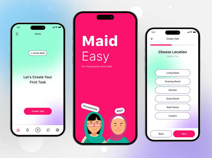 create maidfinder app, househelp, roommate finder, home cleaning app, elder care