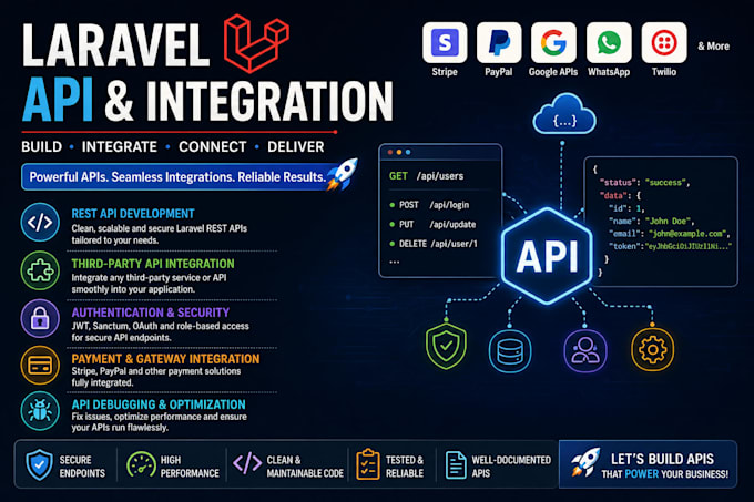 develop and integrate rest apis in laravel PHP