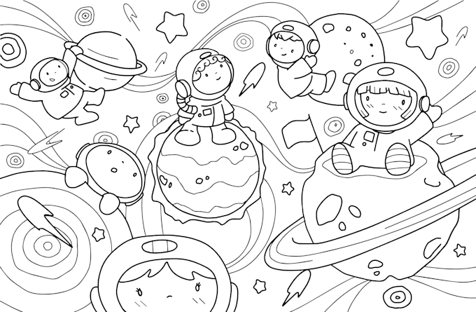 create digital children cute illustrations
