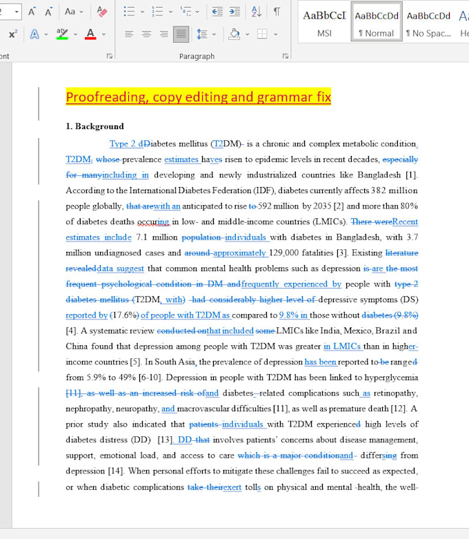 proofread and copy edit your document