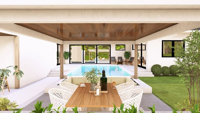 design your garden, patio, backyard and present 3d rendering