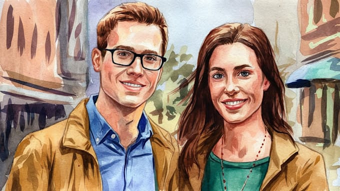 create amazing watercolor couple portrait