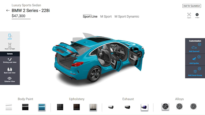 develop web based interactive webgl 3d product configurator