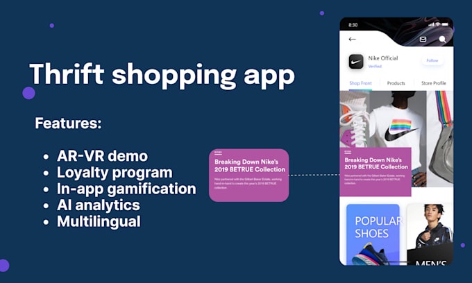 develop shopping app like thread up poshmark and de pop
