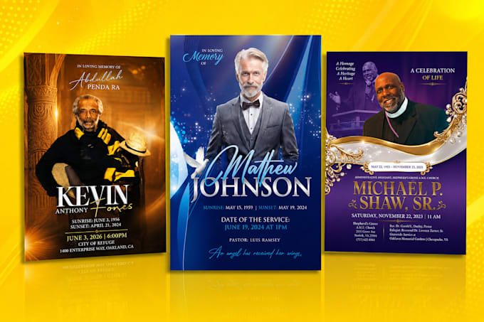design funeral flyer, funeral program, obituary program, memorial card in 4 hrs