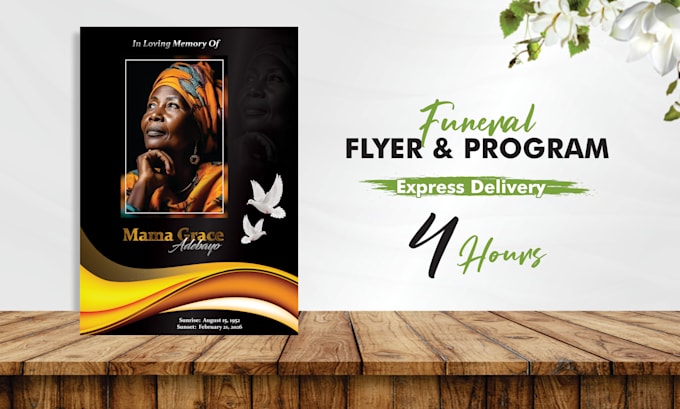 design pro church, event, funeral program flyer in 4 hours