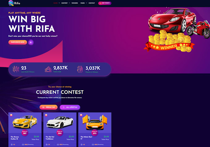 Design giveaway website raffle ticket website competition website by