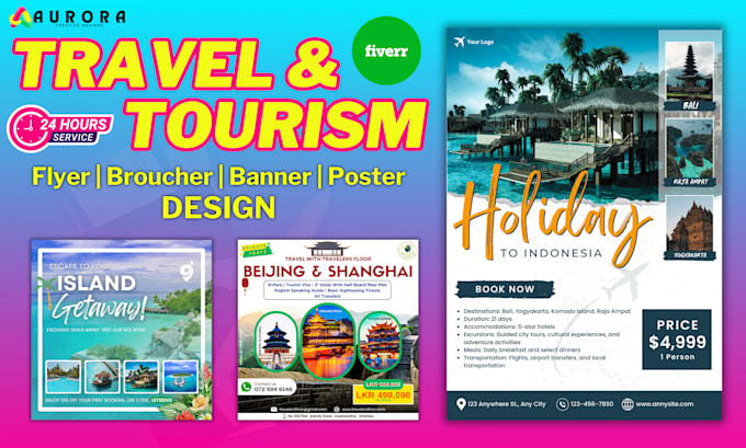 design stunning attractive travel and tourism poster , flyer