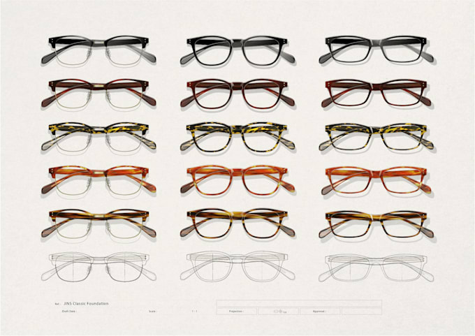 create eyewear design and tech pack ready for production
