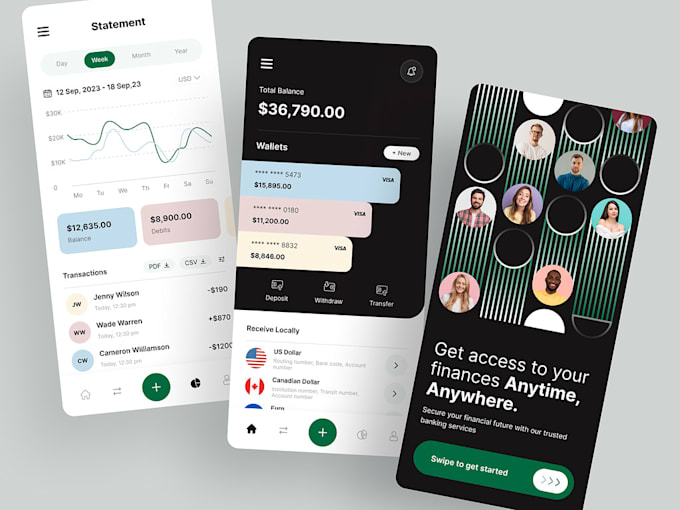 build  a fintech app, expense tracking app, trading app, remittance app