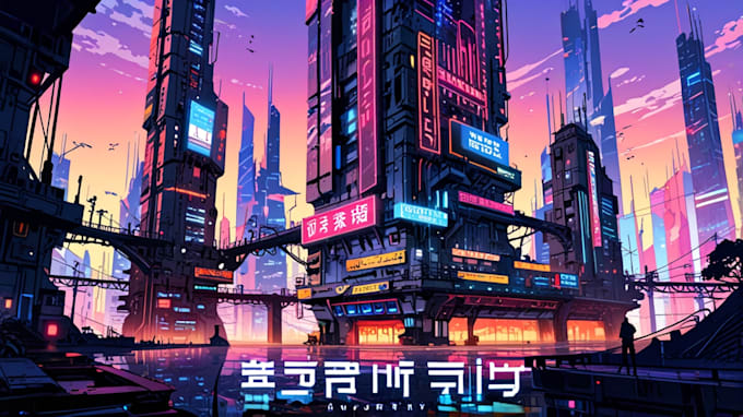 Draw illustration of futuristic cyberpunk city by Rigueapma | Fiverr