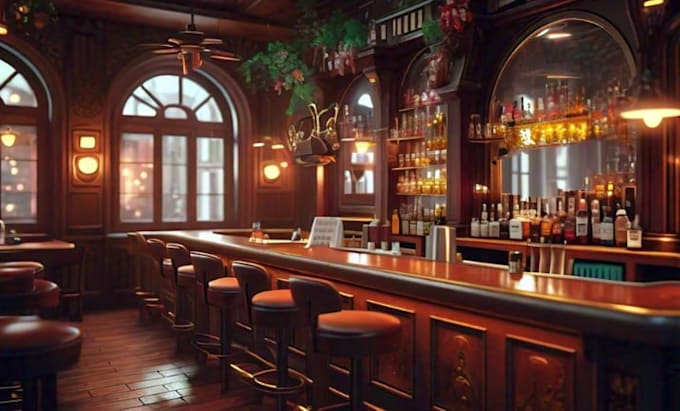do 3d cgi retail store, café, 3d bar, 3d restaurant, 3d with 3d rendering