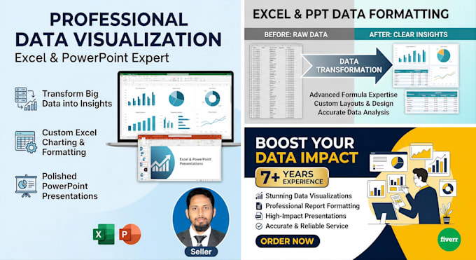 do charting, formatting and professional data visualizations in excel and PPT