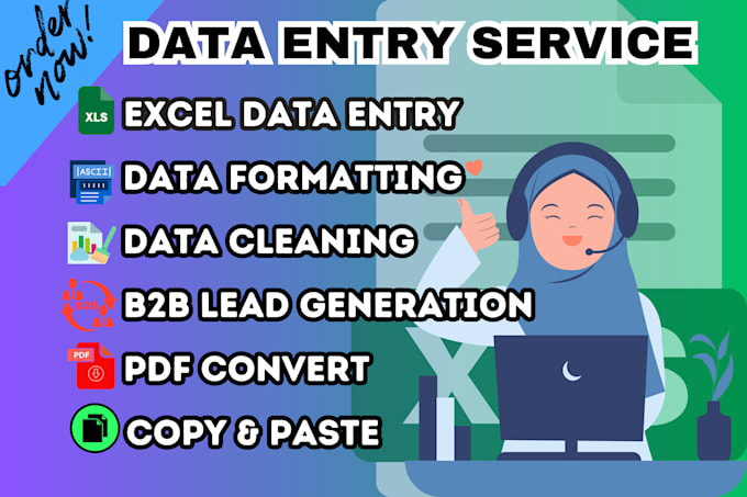 do excel data entry, PDF convert, b2b lead generation etc