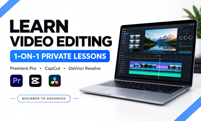 teach you video editing in premiere pro, capcut and davinci resolve