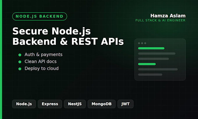 build a secure node js backend and rest api for your app
