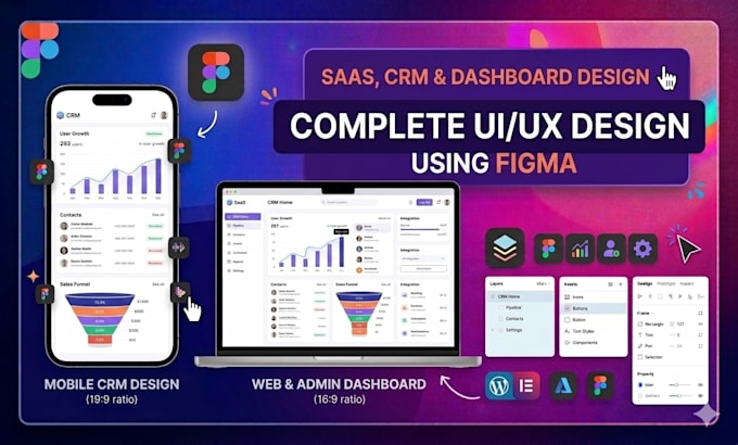 design saas, CRM and admin dashboard UI UX design in figma
