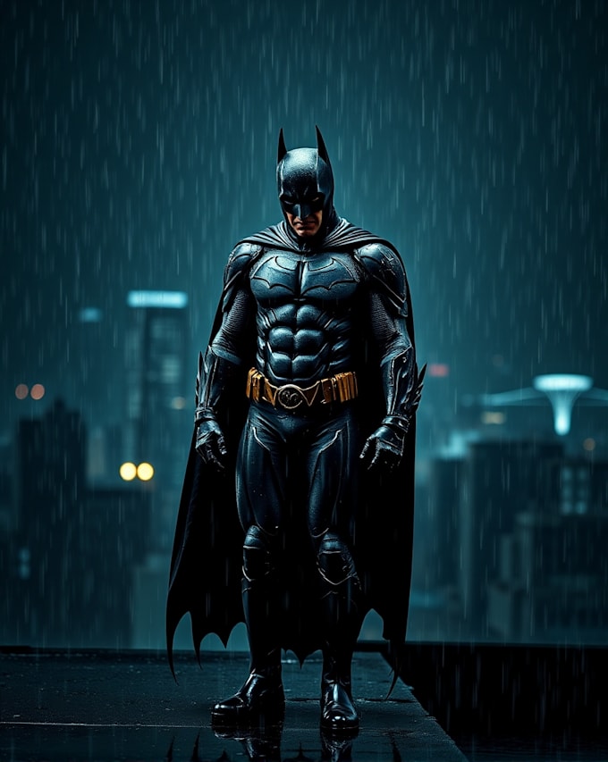 create a sad batman in the rain