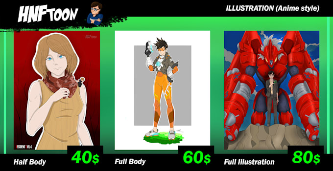 make illustrations with anime and cartoon styles