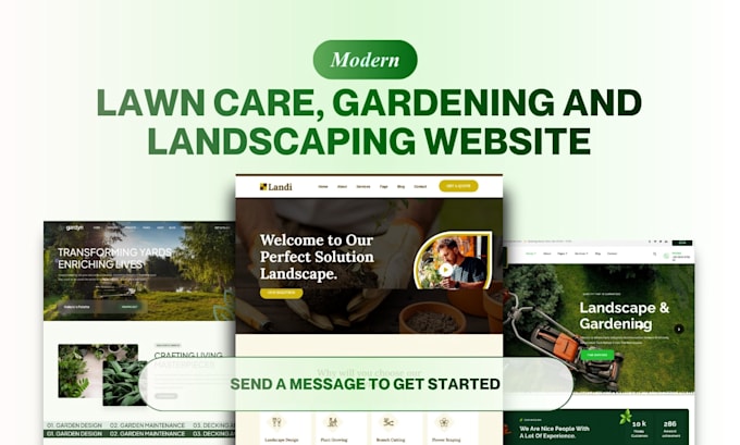 design landcaping, lawncare website, snow removal, gardening website