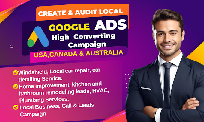 run google ads for rental car,garage door,window,chimney repair and installation