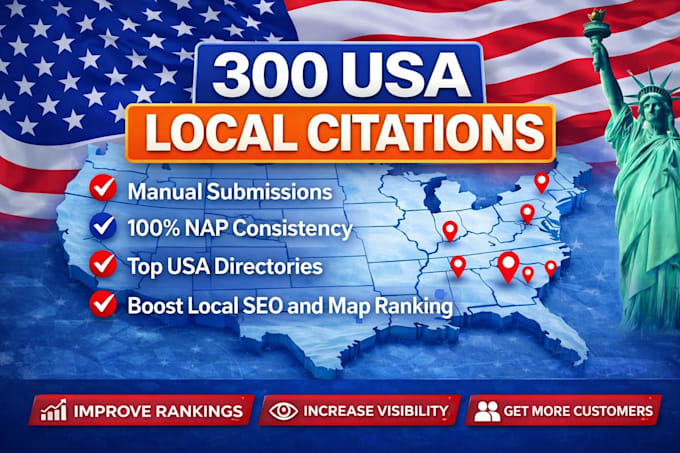 do 300 USA local citations and directory submissions for local SEO