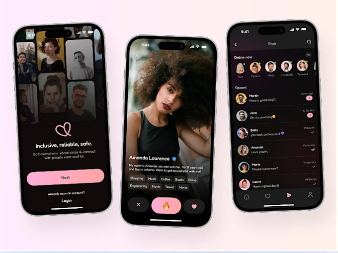 dating app, social media app, ai chat app, tinder app, live streaming app,