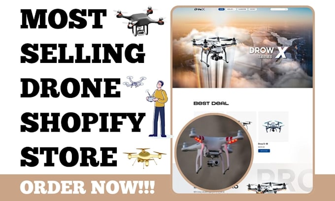 design 7 figure drones store drone accessories drone batteries shopify store