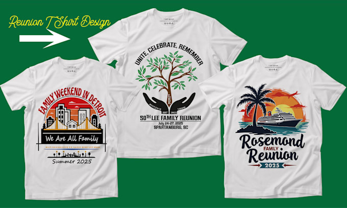 do ai redesign, redraw, family reunion, vacation, cruise logo or t shirt design