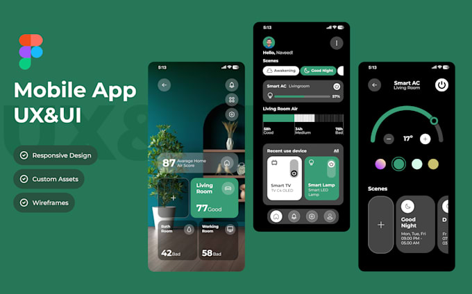 design mobile app and web UI UX ,landing page UI in figma