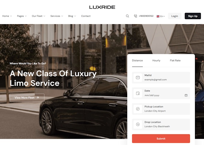 Create taxi booking website chauffeur website vtc and limo website by