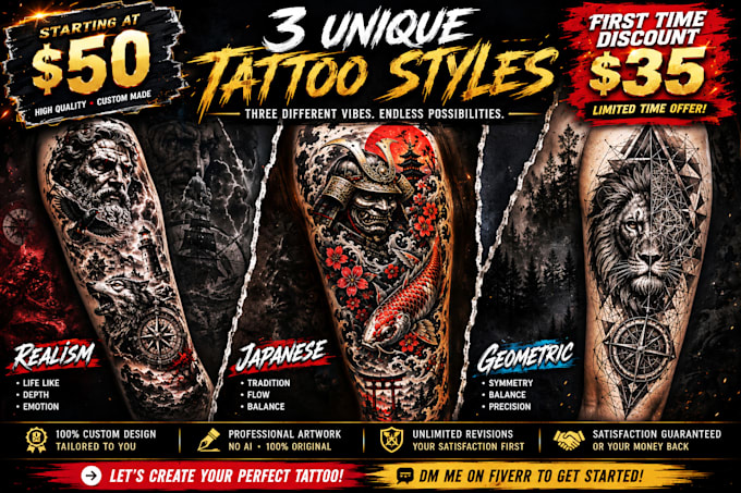 create unique tattoo design any custom tattoo, tattoo artist