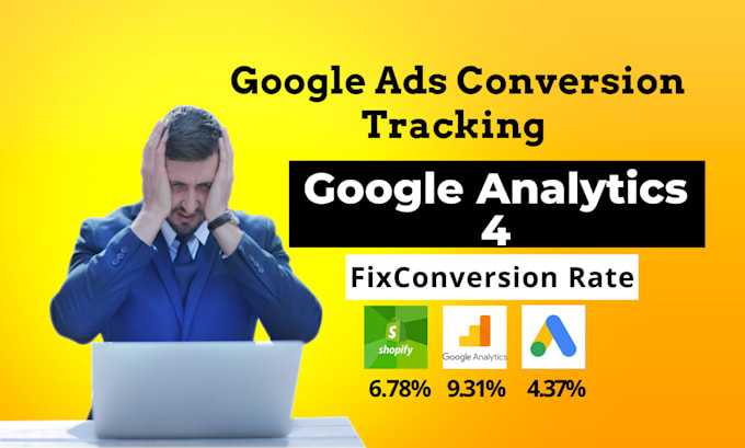 setup or fix shopify google ads conversion tracking, ga4 analytics goals, GTM