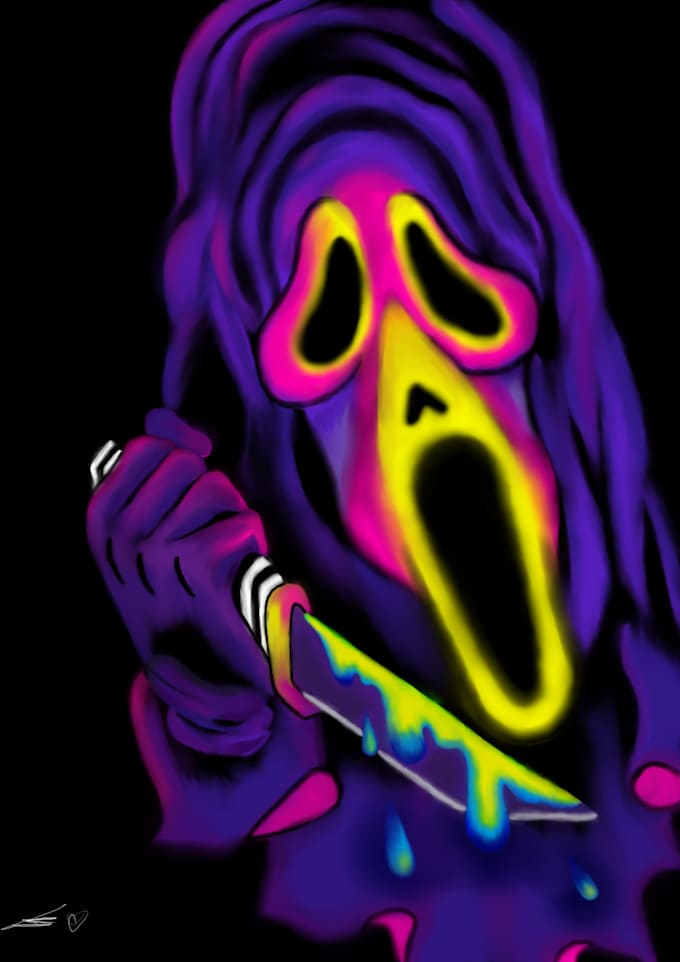 illustrate a dark neon picture