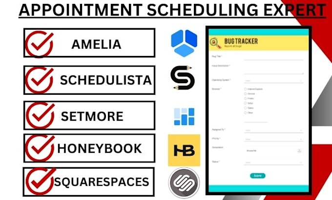 setup booking appointment squarespace amelia schedulista setmore honeybook VA