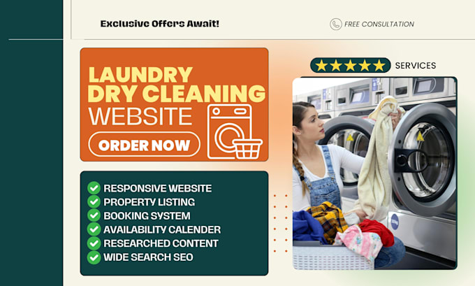 design dry cleaning laundry services laundromat clothing fabric washing website