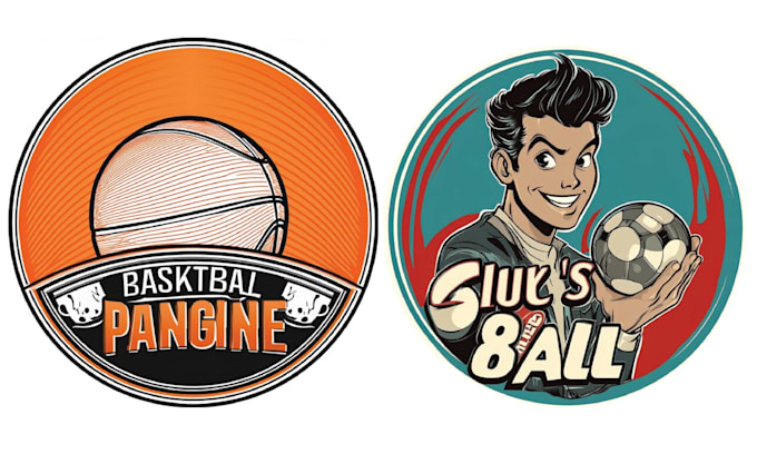 make hand drawn basketball volleyball logo