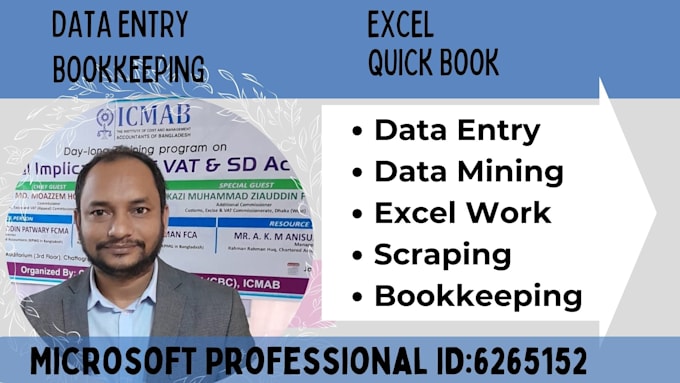 do data entry using excel and quick book