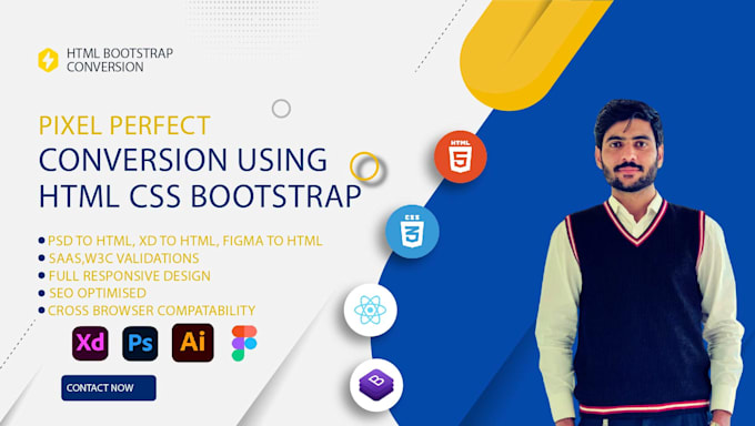 convert figma to HTML, PSD to HTML, xd to HTML CSS bootstrap web design